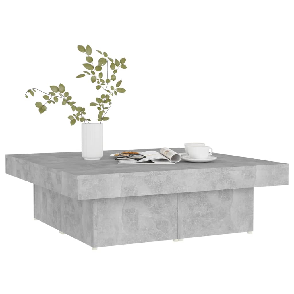 Mesa de centro 90x90x28 cm contraplacado cinzento cimento