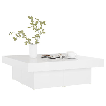 Mesa de centro 90x90x28 cm contraplacado branco brilhante