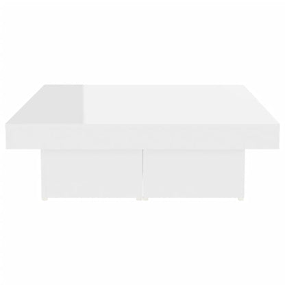 Mesa de centro 90x90x28 cm contraplacado branco brilhante