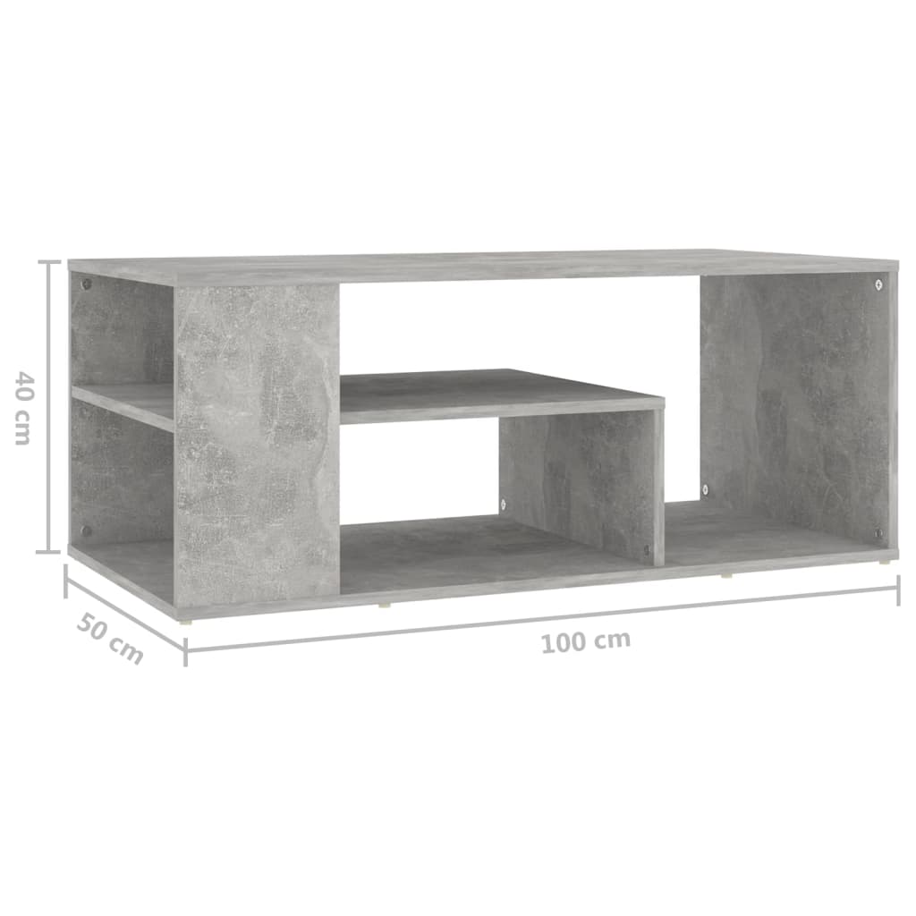 Mesa de centro 100x50x40 cm contraplacado cinzento cimento