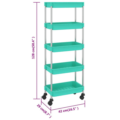 Carrinho cozinha 5 prateleiras ferro/ABS 42x29x128 cm turquesa