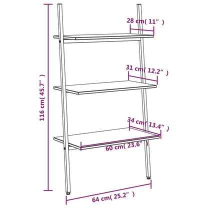 Unidade 3 prateleiras inclinada 64x34x116 cm preto