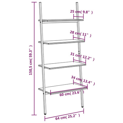 Unidade 4 prateleiras inclinada 64x34x150,5 cm preto