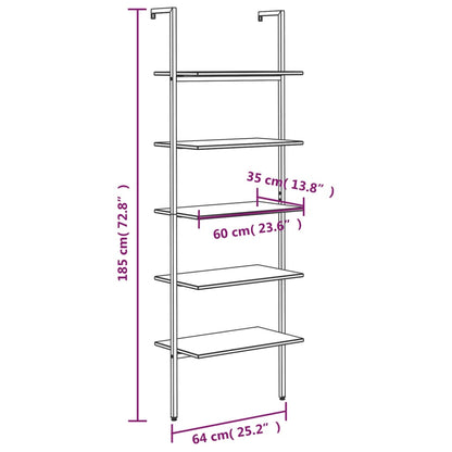 Unidade 5 prateleiras inclinadas 64x35x185 cm preto