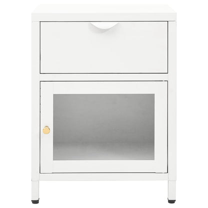 Mesa de cabeceira 40x30x54,5 cm vidro e aço branco