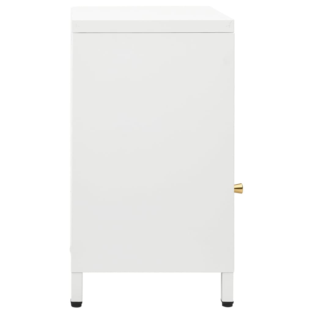 Mesa de cabeceira 40x30x54,5 cm vidro e aço branco