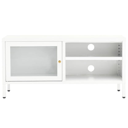 Móvel de TV 90x30x44 cm vidro e aço branco