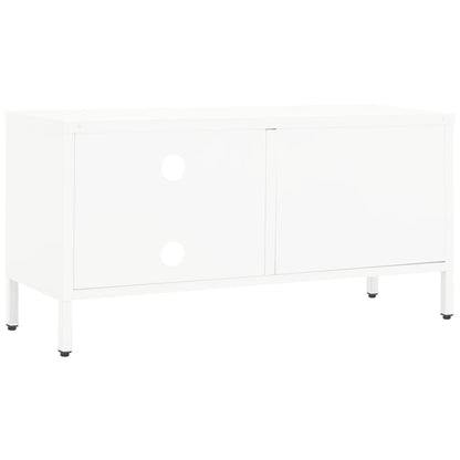 Móvel de TV 90x30x44 cm vidro e aço branco