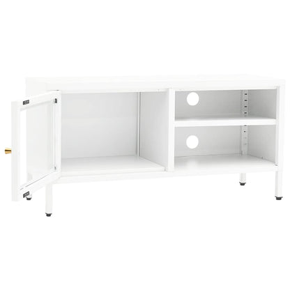 Móvel de TV 90x30x44 cm vidro e aço branco