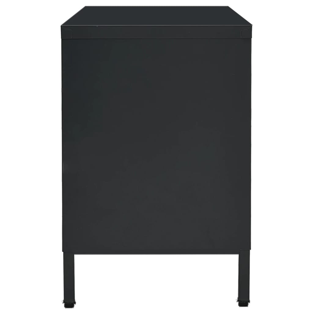 Móvel de TV 105x35x52 cm aço e vidro preto