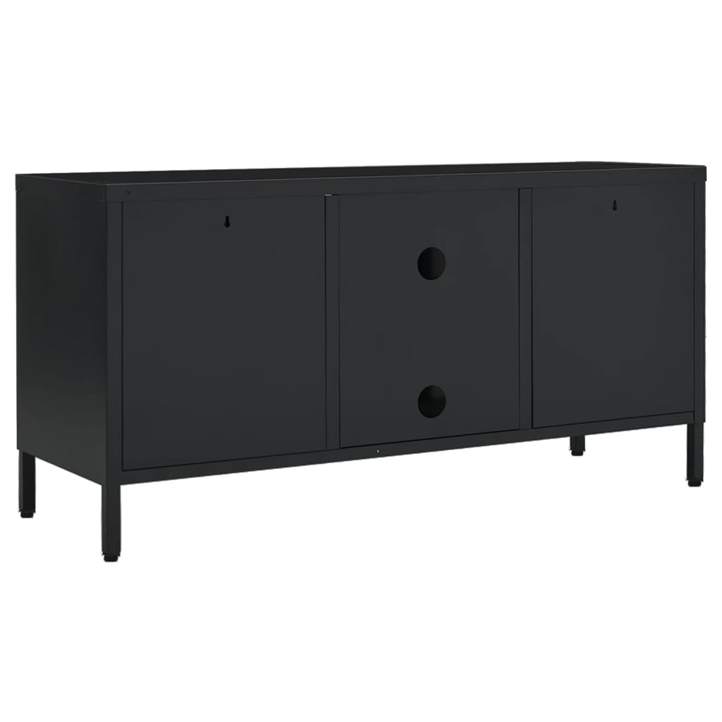 Móvel de TV 105x35x52 cm aço e vidro preto