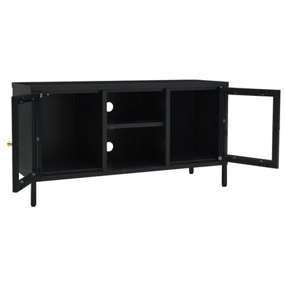 Móvel de TV 105x35x52 cm aço e vidro preto