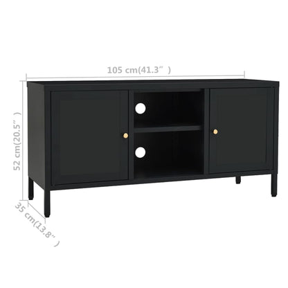 Móvel de TV 105x35x52 cm aço e vidro preto