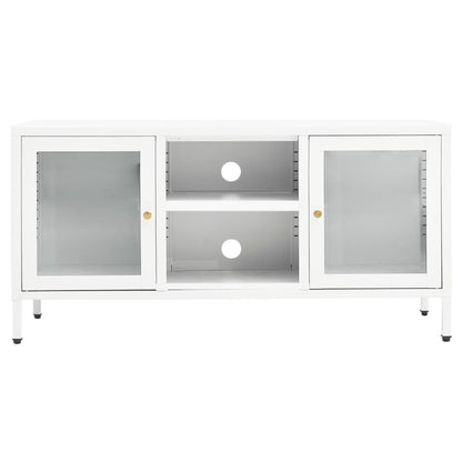 Móvel de TV 105x35x52 cm aço e vidro branco