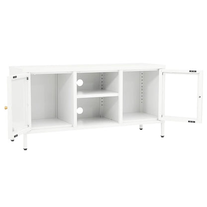 Móvel de TV 105x35x52 cm aço e vidro branco