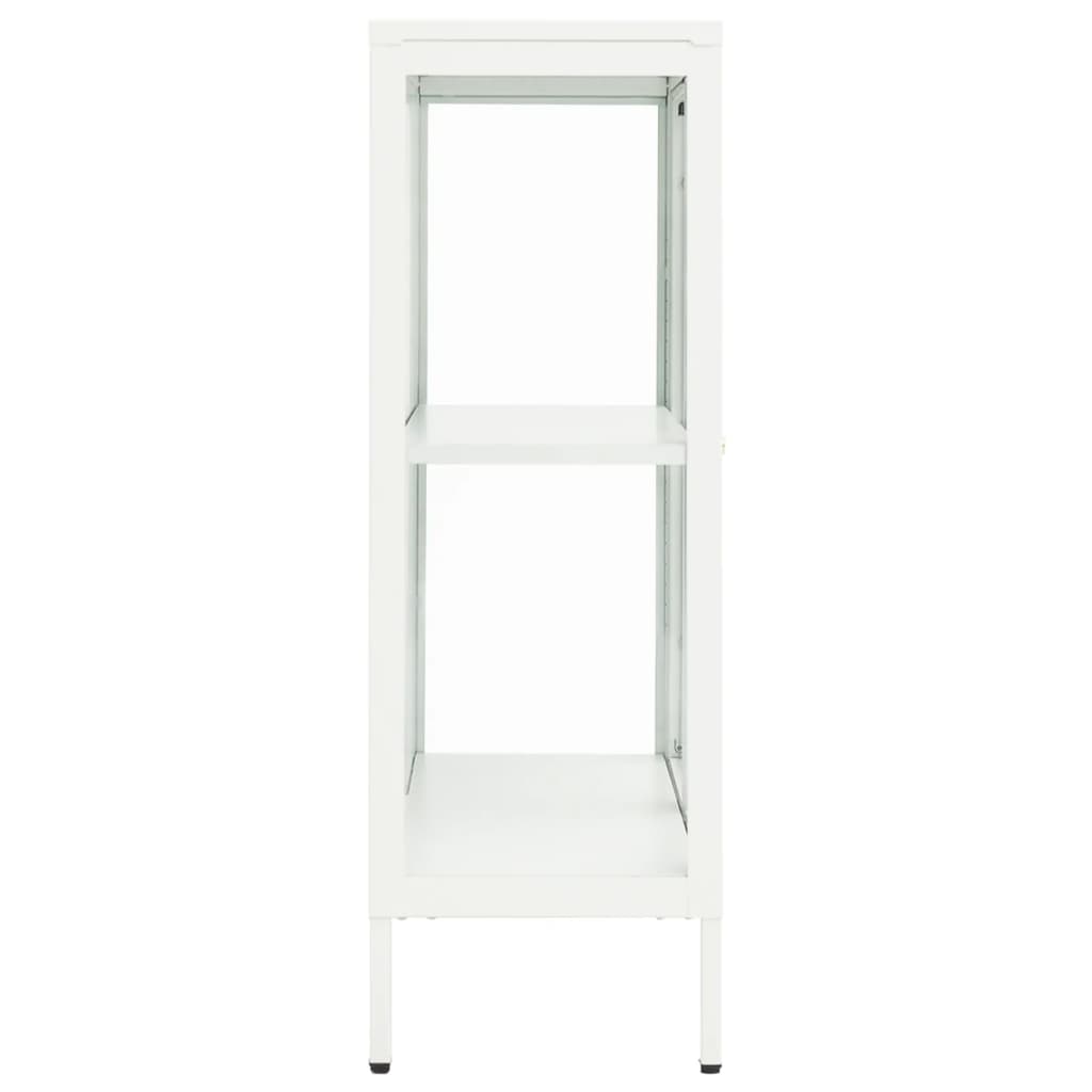 Aparador 75x35x105 cm vidro e aço branco