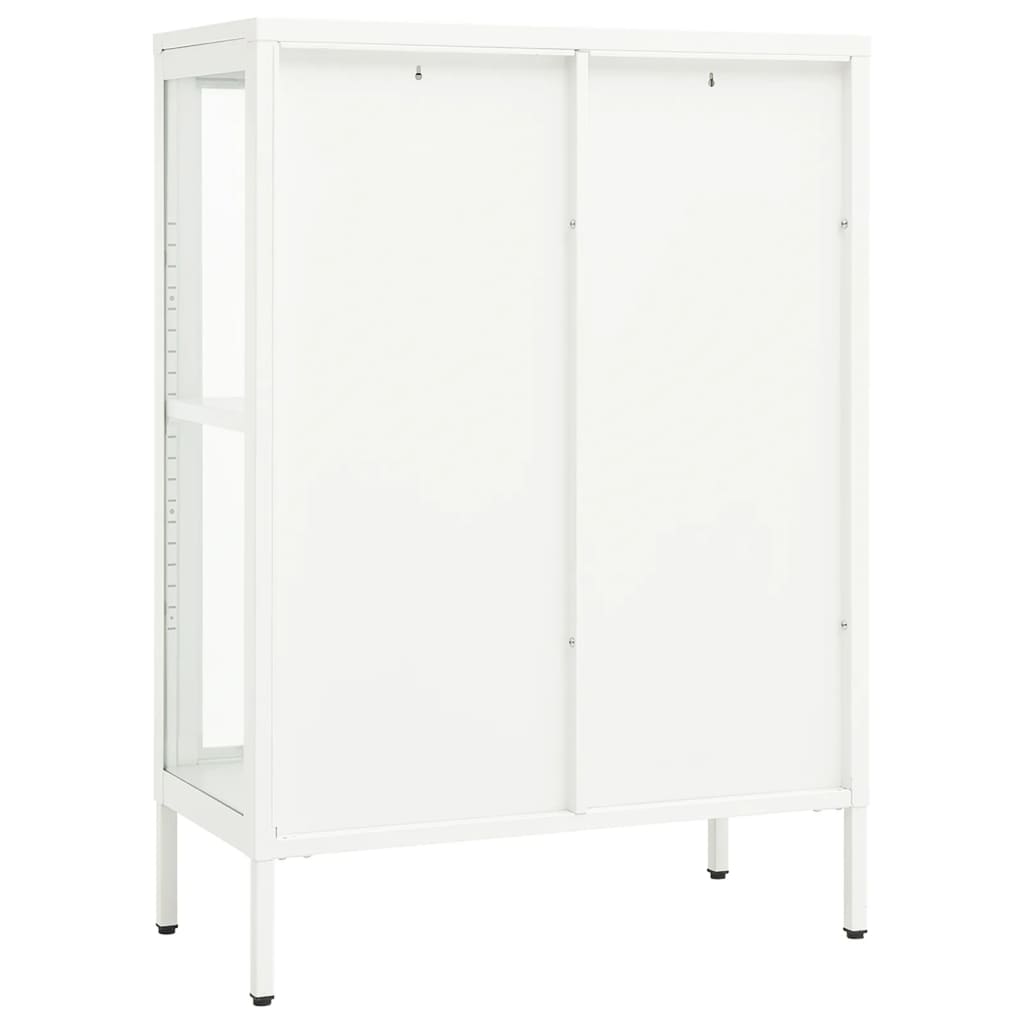 Aparador 75x35x105 cm vidro e aço branco