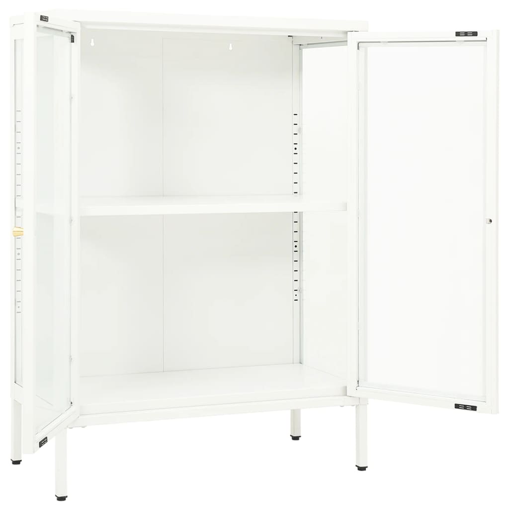 Aparador 75x35x105 cm vidro e aço branco