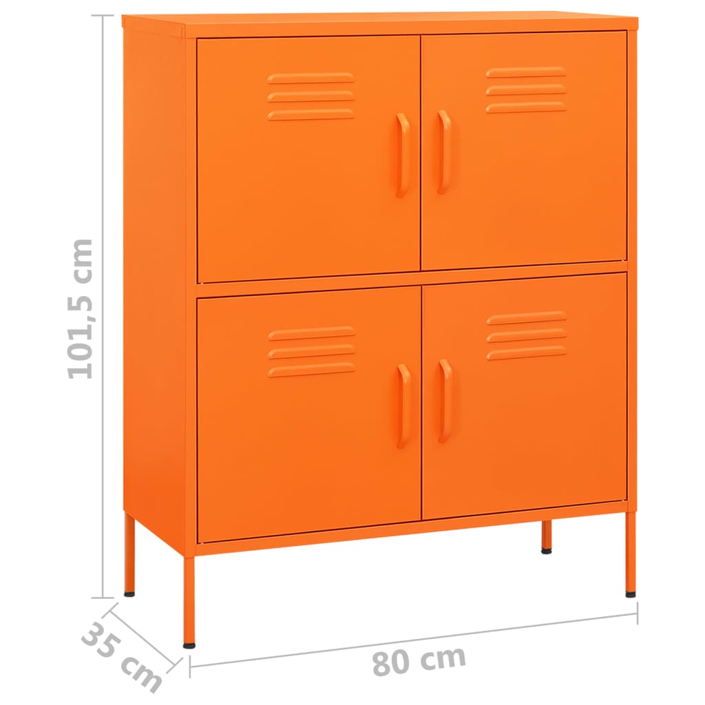 Cómoda Lopy Com Gavetas - Cor Laranja - Em Aço - 80x35x101,5 cm - Design Nórdico