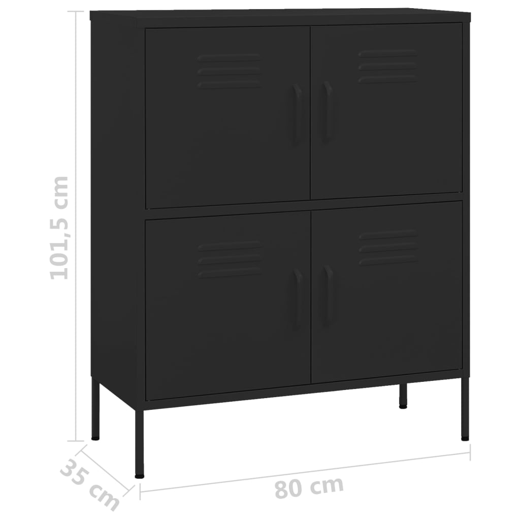 Cómoda Lopy Com Gavetas - Cor Preto - Em Aço - 80x35x101,5 cm - Design Nórdico