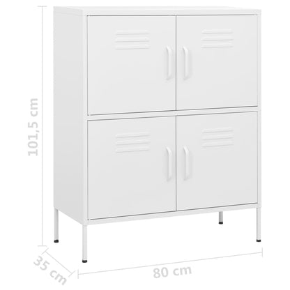 Cómoda Lopy Com Gavetas - Cor Branco - Em Aço - 80x35x101,5 cm - Design Nórdico