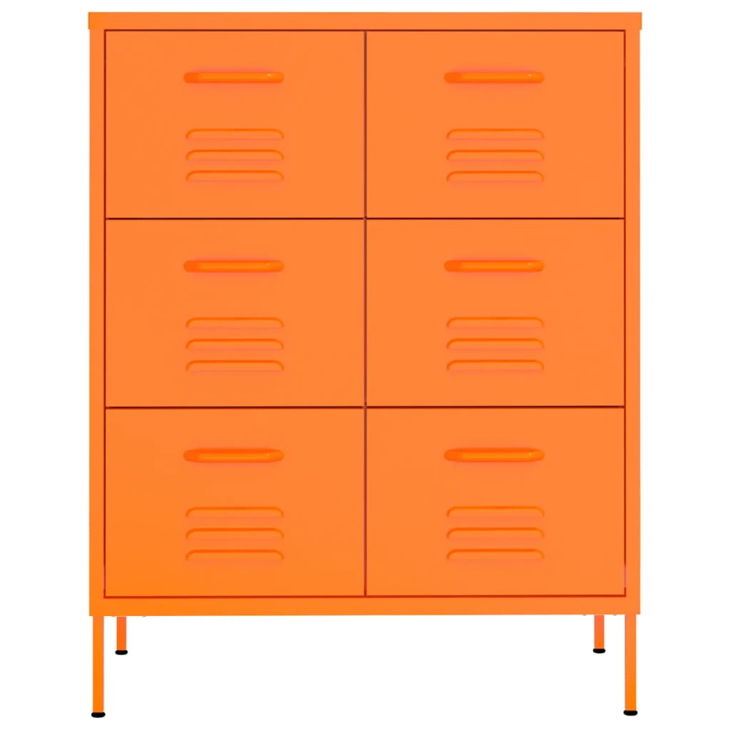 Cómoda Lopy Com Gavetas - Cor Laranja - Em Aço - 80x35x101,5 cm - Design Nórdico