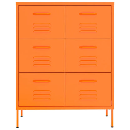 Cómoda Lopy Com Gavetas - Cor Laranja - Em Aço - 80x35x101,5 cm - Design Nórdico