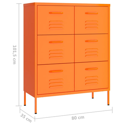 Cómoda Lopy Com Gavetas - Cor Laranja - Em Aço - 80x35x101,5 cm - Design Nórdico