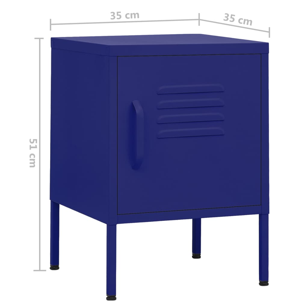 Mesa de cabeceira 35x35x51 cm aço azul-marinho