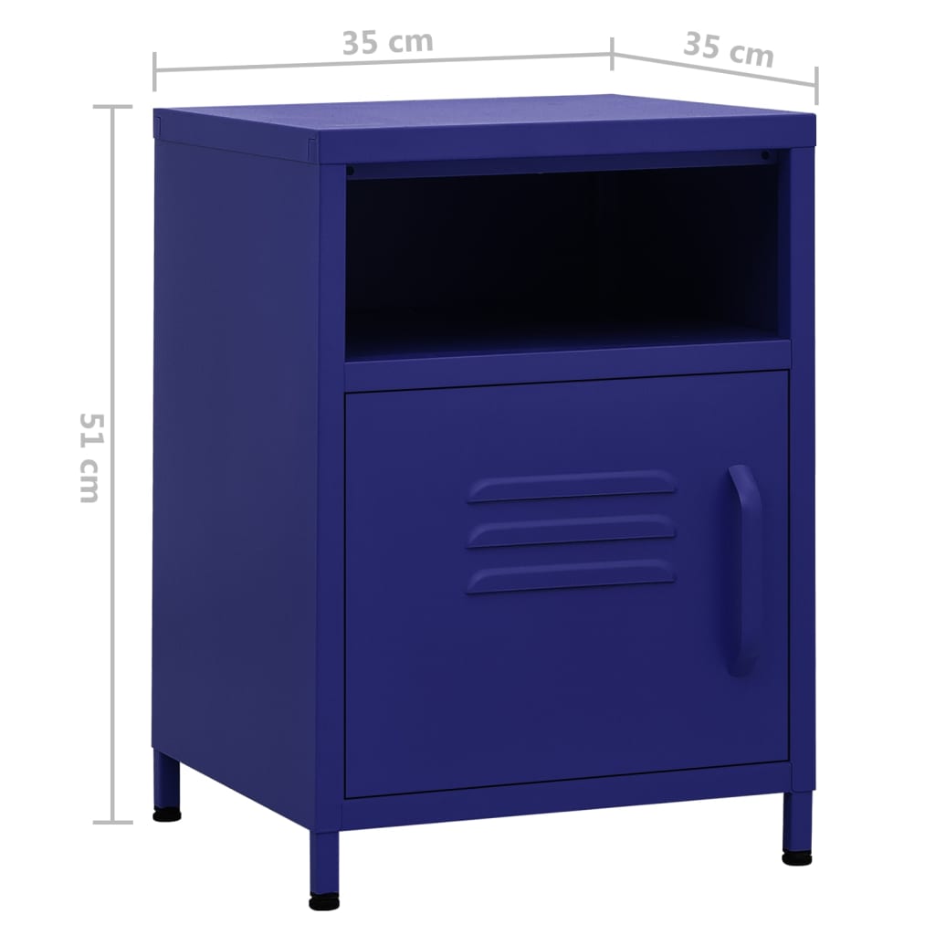 Mesa de cabeceira 35x35x51 cm aço azul-marinho