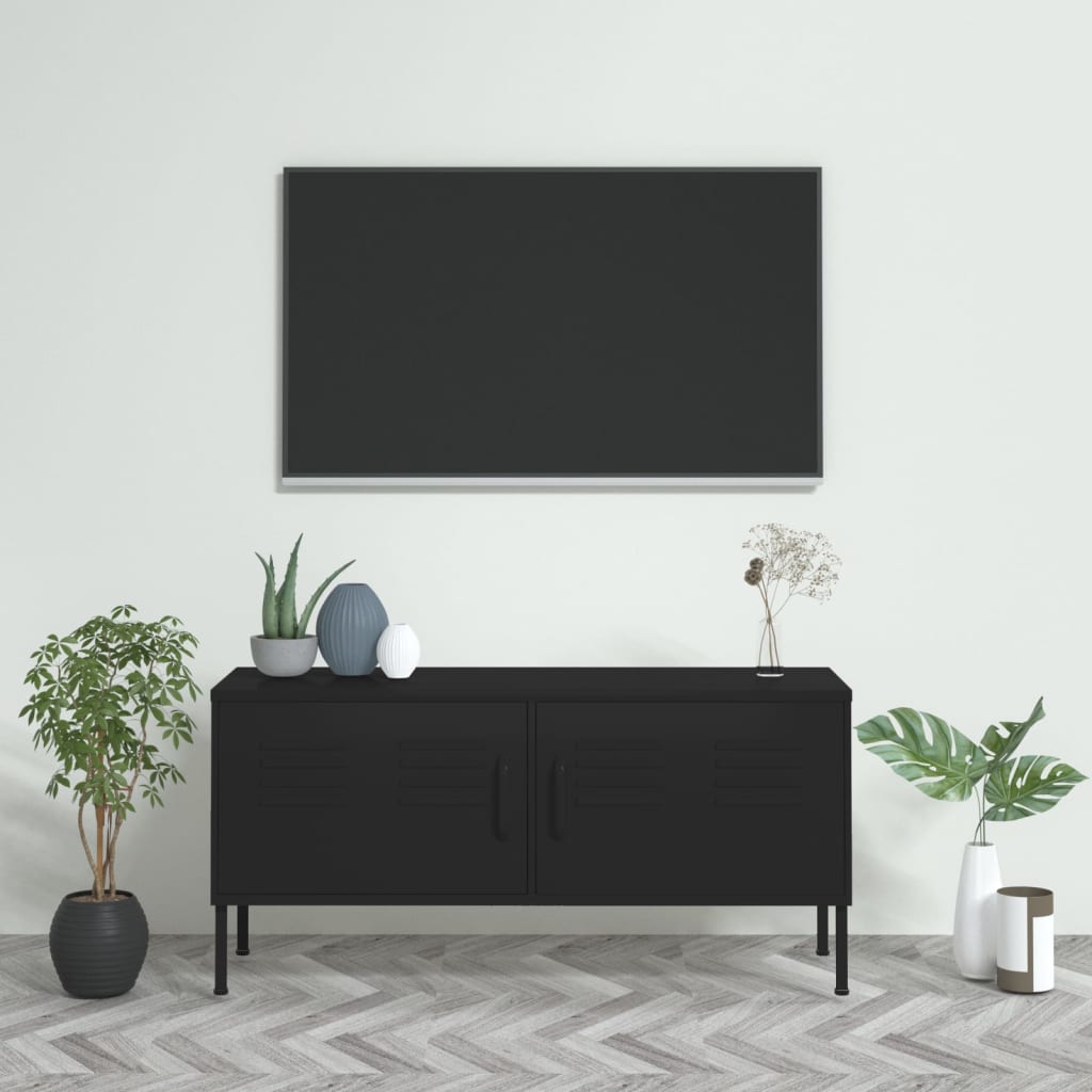 Móvel de TV aço 105x35x50 cm preto