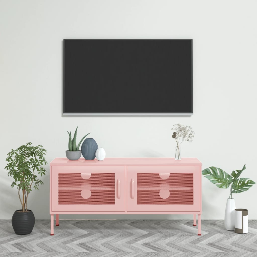 Móvel de TV aço 105x35x50 cm rosa