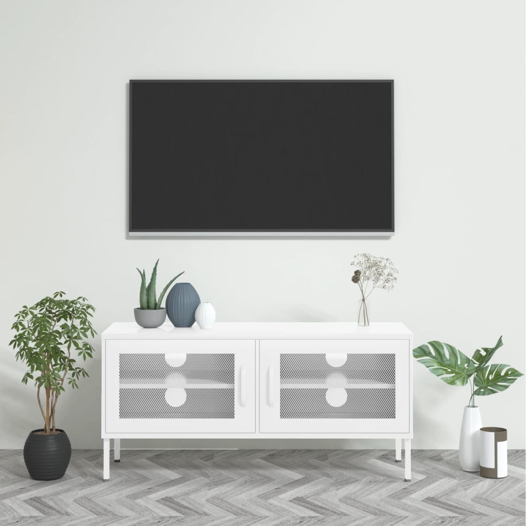 Móvel de TV aço 105x35x50 cm branco