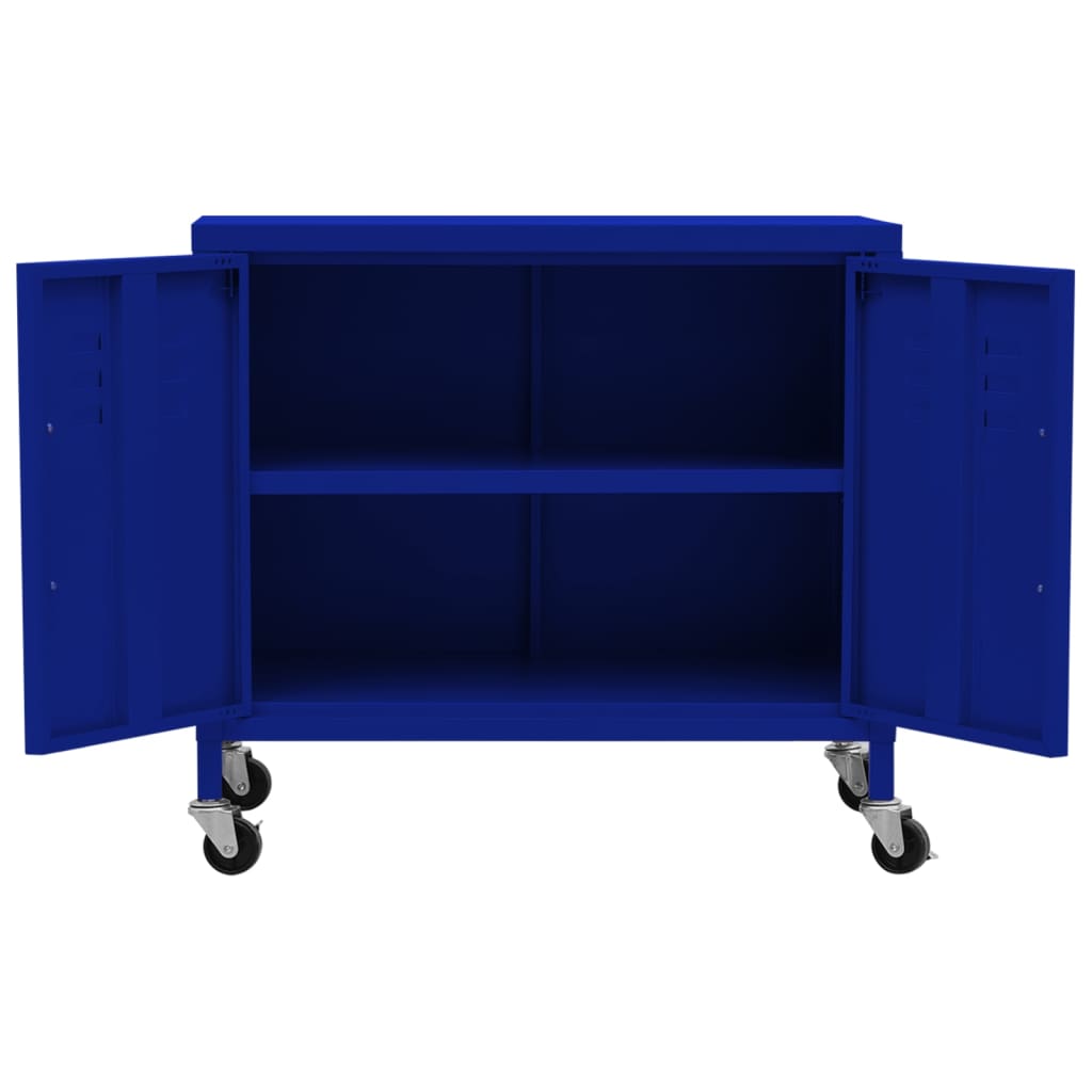 Armário de arrumação aço 60x35x56 cm azul-marinho