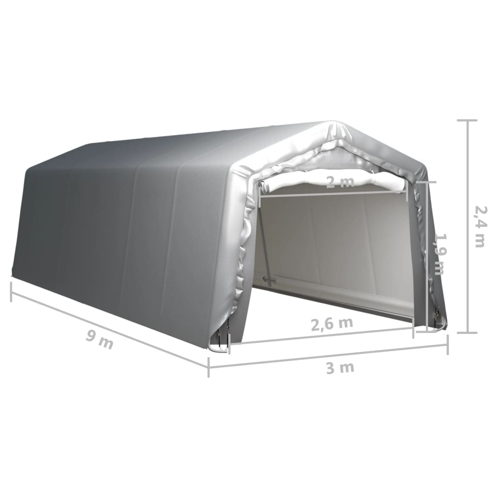 Tenda de armazenamento 300x900 cm aço cinzento