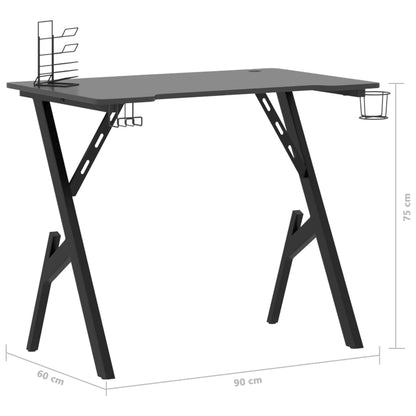 Secretária de gaming c/ pernas em forma de Y 90x60x75 cm preto