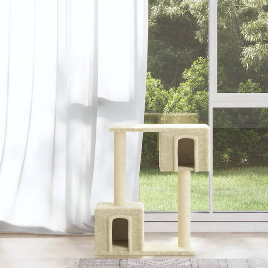 Arranhador para Gatos Leyla com 2 Casinhas em Sisal e Pelúcia - 60cm