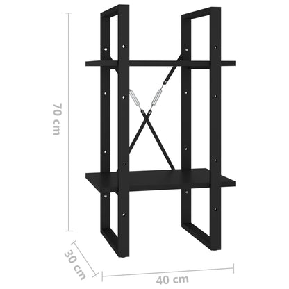 Estante com 2 prateleiras 40x30x70 cm contraplacado preto