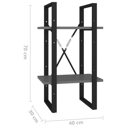 Estante com 2 prateleiras 40x30x70 cm contraplacado cinzento