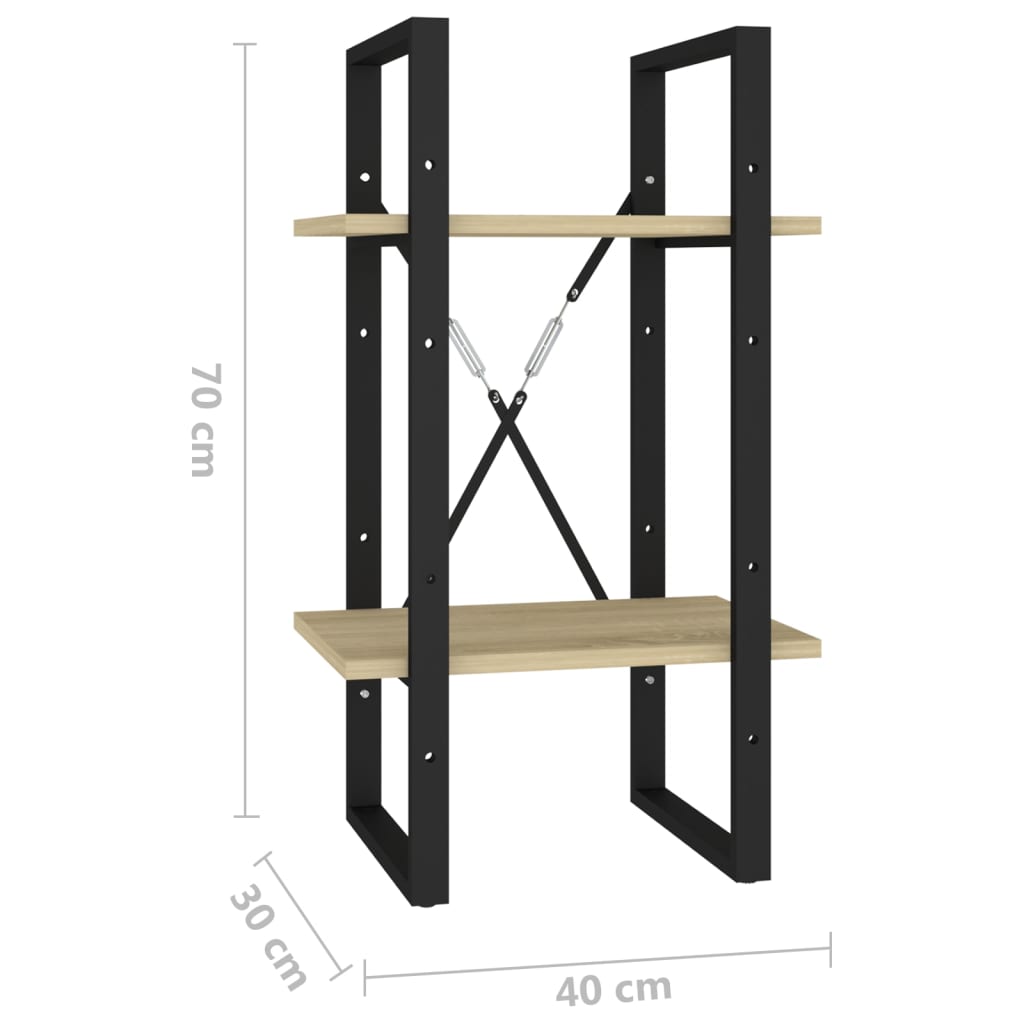 Estante c/ 2 prateleiras 40x30x70cm contrapl. carvalho sonoma