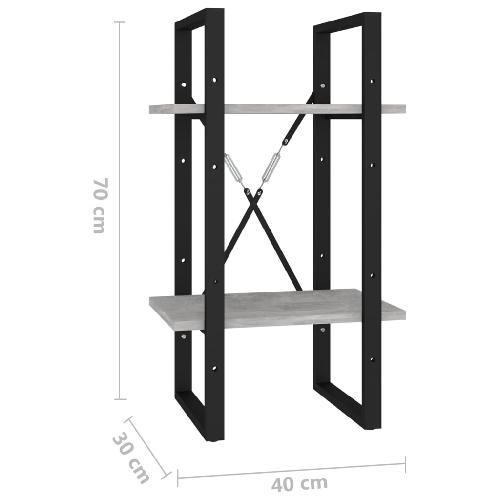 Estante c/ 2 prateleiras 40x30x70cm contrapl. cinzento-cimento