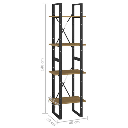 Estante com 4 prateleiras 40x30x140 cm pinho maciço castanho