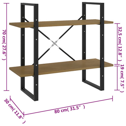 Estante com 2 prateleiras 80x30x70 cm pinho maciço castanho