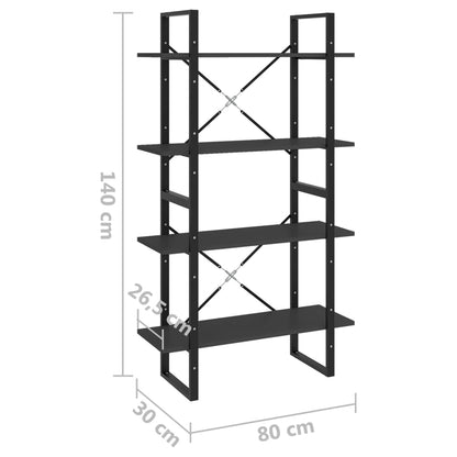 Estante com 4 prateleiras 80x30x140 cm contraplacado cinzento