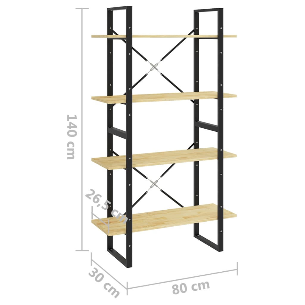 Estante com 4 prateleiras 80x30x140 cm pinho maciço