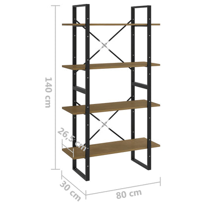 Estante com 4 prateleiras 80x30x140 cm pinho maciço castanho