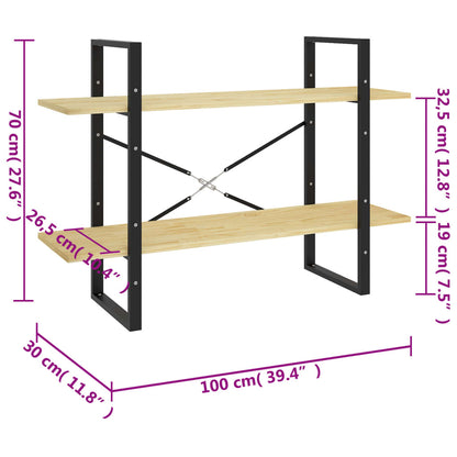 Estante com 2 prateleiras 100x30x70 cm pinho maciço