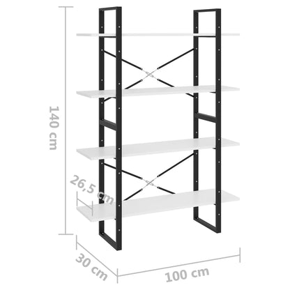 Estante com 4 prateleiras 100x30x140 cm contraplacado branco