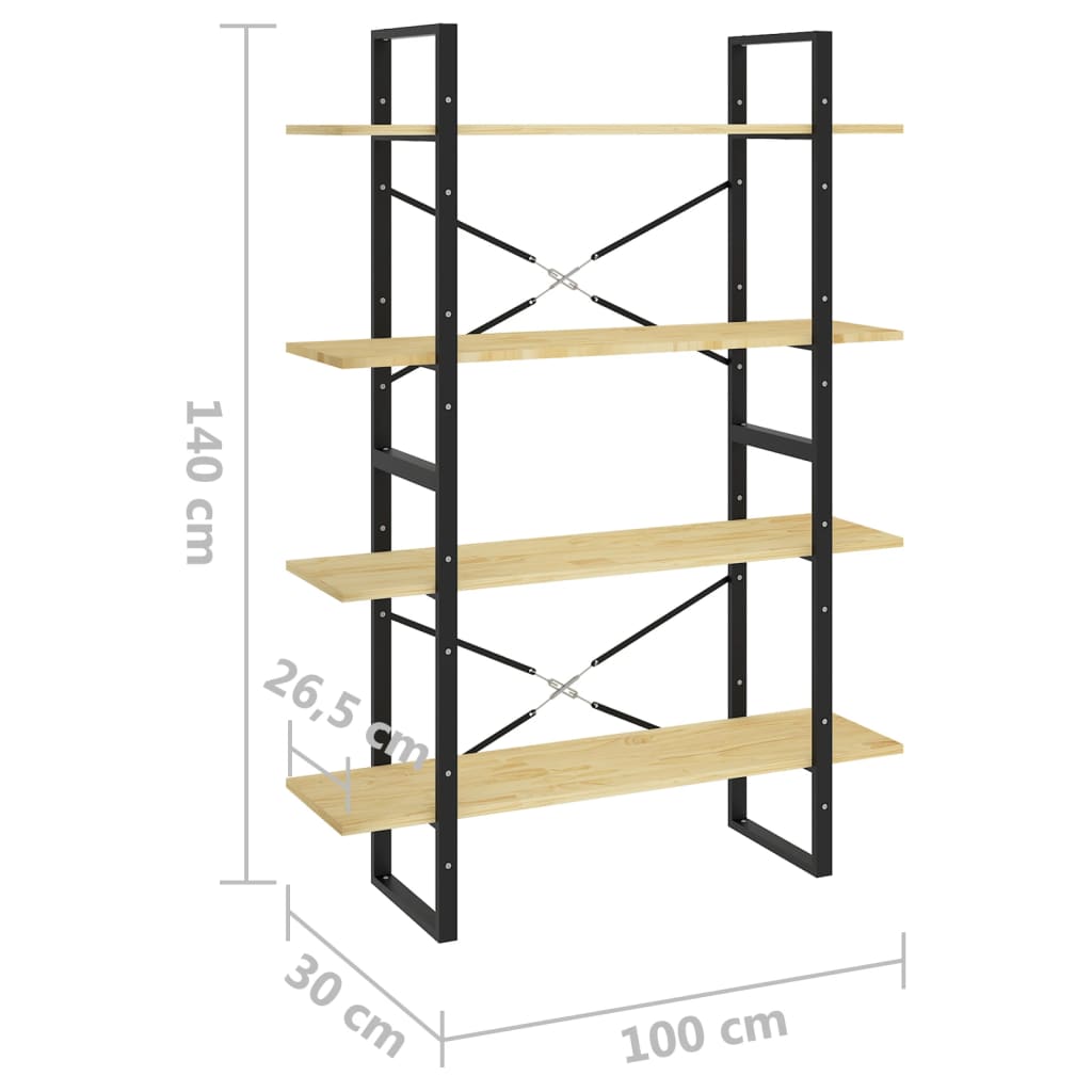 Estante com 4 prateleiras 100x30x140 cm pinho maciço