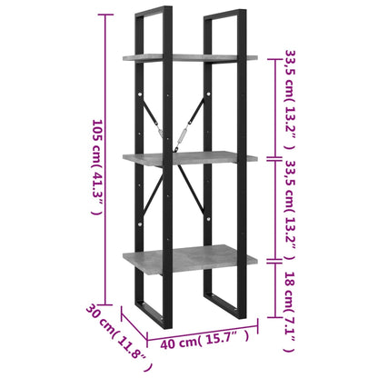 Estante c/ 3 prateleiras 40x30x105 cm contraplacado cinzento